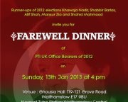 Farewell Dinner for PTI UK Elected Office Bearers of 2012 – 13th Jan 2013